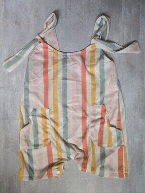 Baby Girl Stripe Print Romper Boho Tie-Shoulder Sunsuit Summer Jumpsuit Overalls
